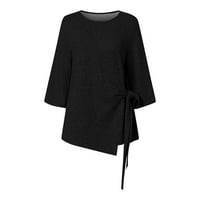 Bluze sksloeeeeeeg za žene Dressy Ležerne prilike pod crnom čvrstom bluzom rukav posada TUNIC TUNIC