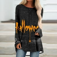 Holloyiver ženski povremeni dugi rukav Halloween T majica Crewneck Fall Pulover Loose Tunic Duks na