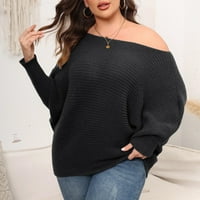 PacommArk PI džemperi za žensko čišćenje ženske plus veličine čvrste boje okrugli vrat sa ramena pulover