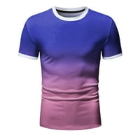 Wendunidne majice za muškarce Muške proljeće Ljeto Casual Sports Colorblock Gradijent okrugli izrez