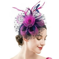Glava traka kapa za žene vjenčana cvjetna mrežast perje za kosu za kosu čaj za glavu za glavu mornarica