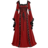 Haljine za žene plus veličine haljine vintage podne dužine gotičkog cosplay plava 5x