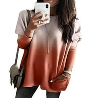 HUGOSSIA ženske gradijentne boje dugih rukava džepni tunijski bluza plus veličina