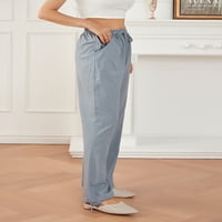 Biayxms Ženske ležerne hlače za široke noge, novi stil elastični struk nacrtajući čvrste labave pantalone