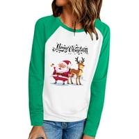 Pad pulover za žene božićna posada lagana majica dugih rukava Fit Fall Tunic Top Jesen vrhovi zelenog