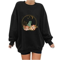 Ženska grafička dukljana posada s dugim rukavima Ležerni pulover TOP Fall Odjeća dame košulja odjeća