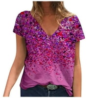 Plus veličine vrhova za žene s kratkim rukavima okrugli izrez cvjetni chemise ružičasta 2xl