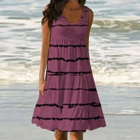 Koaiezne sandress za ženske ležerne haljine okrugle vrat haljina bez rukava bez rukava na plaži haljina
