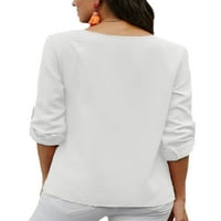 Rejlun dame gumb dolje majica labava obična bluza Ljetni vrhovi bijeli 2xl