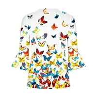 Huachen Trendy cvjetna majica Žene ljetne kratkih rukava Tunic Tops V izrez Grafički majica kratkih