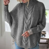 Dukseri za žene Žene Čvrsti džemper s dugim rukavima O-izrez za kupanje rukava plus džemper plus