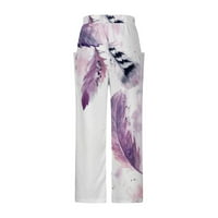Oalirro Print pantalone Žene za ljetne ležerne hlače ljubičaste širine m