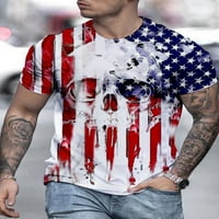 Ljetni muškarci Bodybuilding Majica Vintage American zastava Kratki rukav Tee American Day Neovisnosti