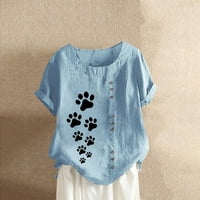 Hanas vrhovi ženski ljetni modni majica, kratki rukav smiješni životinjski tisak majica, casual okrugli