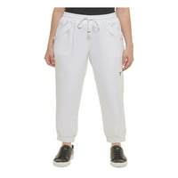 Lagerfeld Pariz ženska bijela džepa navodni struk jogger pantalone za manžede XL
