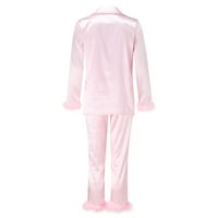 Shiusina pidžama za žene Žene Camis dugih rukava + Long Hlače postavljeno spavanje ružičaste boje