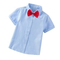 Caveitl 13- godina Toddler Boys Modna bluza s kratkim rukavima Solid Boja gospodina školske uniforme