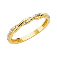Jewels 14k Žuto zlato M-Pave pletenice Žene kubične cirkonije CZ Modna godišnjica prstena 12