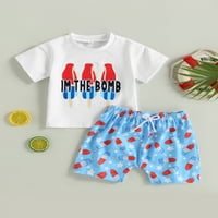 4. jula Baby Boy outfit majica kratkih rukava Top i zvijezde kratke hlače za dječaka za djecu