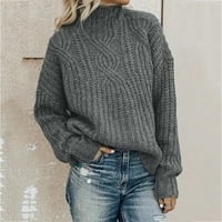 Ženska modna punog dugih rukava dugačak dugih rukava, džemper za pletenje