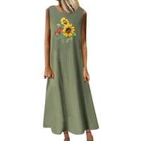 Ljetne haljine Pstuiky Plus veličine, ženski suknji s rukavima bez rukava s dugim suknicama od tiskane