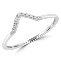 Veličanstvo Diamonds MDR190101- 0. CTW okrugli dijamant V oblik polu-veternity Vjenčani prsten u 14k
