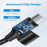 C do USB C CABLE kratki, [1FT 2-paket] 60W Brzi punjenje tipa C punjač Kompatibilan sa Samsung Galaxy