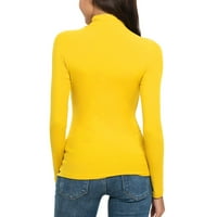 Semimay bluza za ženske ležerne print dugih rukava turtleneck bluza na vrhu Slim Fit Strestety slojeve