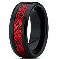 Vjenčani prsten za vjenčanje za volfsten Muški angažman crno-crveni keltski zmaj crnog ugljičnog vlakna