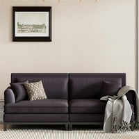 Kepooman Tapacirani kauč za presvlake, moderni kauči na razvlačenje sa drvenim nogama i dva jastuka za bacanje za male prostore uvrede, siva
