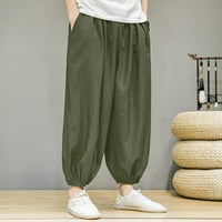 Hlače za muškarce muške pamučne posteljine pune boje casual hlače japanske posteljine sportske hlače