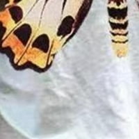 Žene Ljeto vrhovi Modna žena V-izrez Ljeto kratki rukav leptir otisci vrhovi labave majice Veliki pokloni