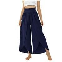 MLQIDK Women Flowy Split širok hlače za noge visoke struke joga hlače vrećaste hipi pilates hlače boho