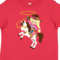 Inktastična kaubojka, šerif, konj, lasso, plavuša poklon za kosu Toddler Toddler djevojka majica