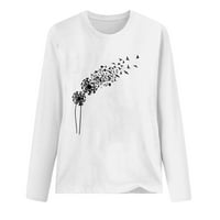 -Hirts za žene cvjetni ispis O-izrez majica s dugim rukavom casual bluza top top bluza