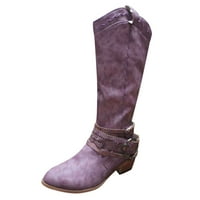 YingOO Boots Cipele Cowboy Boots Cowboy Hollow Boots Boots za žene Vintage kopče čizme žene Žene žene
