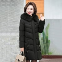 Ženska anorakska jakna - zima plus Srednja duljina tanka podstavljena jakna Majčin pamučni kaput crne