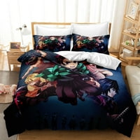 Anime Demon Slayer posteljina Kompleti Cartoon Komforper Poklopac krevet, Demon Slayer Duvet Poklopac jastučnice za anime fanove
