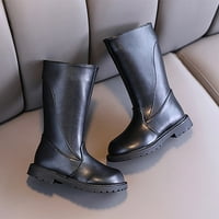 B91XZ Toddler Boys Girls Boots Girls Mid Calf čizme Ravni donji debeli potplati Nelični plišani toplim