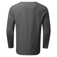 Labakihah muške majice mužjak čvrste pamučne posteljine V izrez dugih rukava bluza na majici majica sive m