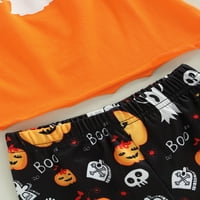 Toddler Baby Girl Halloween Ghost Print Tops Majica Flare Hlače odijelo