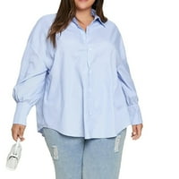 Ležerne prugaste košulje s dugim rukavima plave i bijele plus Bluze