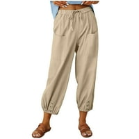 Jsaierl ženske pamučne pantalone casual elastične strugove Hlače udobne hlače za crtanje Joga Capris