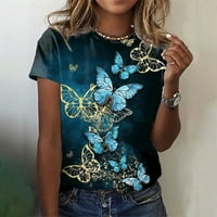 Huachen ženske modne ljetne vruće modele ispisane okrugle vrat kratkih rukava majica