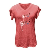 Majice za ženske majice za žene Ležerne prilike za petal cvjetni elegantni bluze V izrez plus veličina