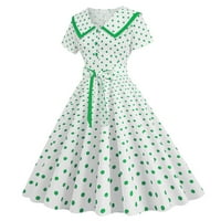 Ženska modna rever Vintage Polka Dot Print Maxi haljina sa haljinama za goste Beltwedding za žene