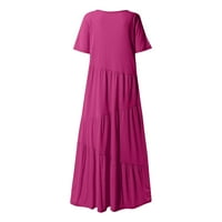 Bazyrey ženske pune ljetne haljine pamučne casual kratkih rukava trendi maxi haljine ružičaste s