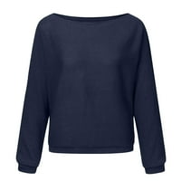Žene s ramenama dugih rukava predimenzionirani pulover pletene džemper od labavog tunika