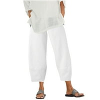 Gathrrgyp hlače za žene, ženska ljetna puna boja plus pamučne i posteljine hlača sa džepom casual labavim