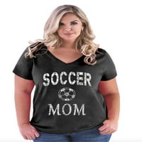 - Majica s V-izrezom za žene plus veličine - nogometna mama